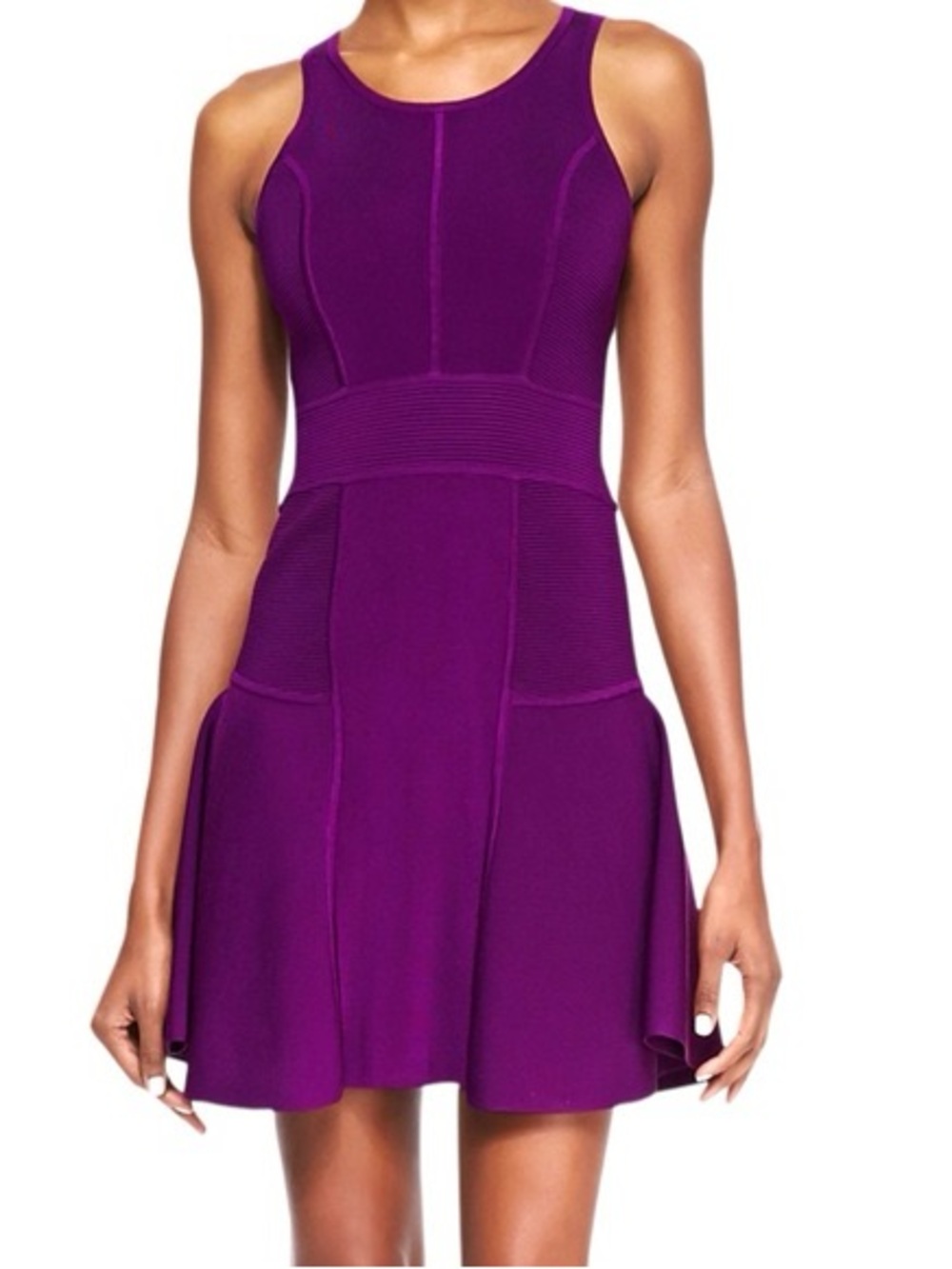 Milly Vibrant Purple Sleeveless Fit-and-Flare Dress